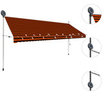 ZNTS Manual Retractable Awning with LED 400 cm Orange and Brown 145882