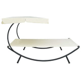 ZNTS Outdoor Lounge Bed with Canopy Cream White 48071