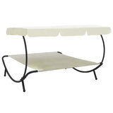 ZNTS Outdoor Lounge Bed with Canopy Cream White 48071