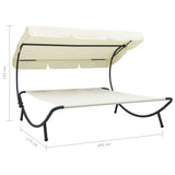 ZNTS Outdoor Lounge Bed with Canopy Cream White 48071