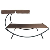 ZNTS Outdoor Lounge Bed with Canopy Brown 48072