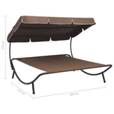 ZNTS Outdoor Lounge Bed with Canopy Brown 48072