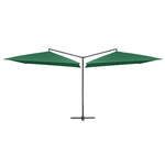 ZNTS Double Parasol with Steel Pole 250x250 cm Green 47320