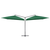 ZNTS Double Parasol with Steel Pole 250x250 cm Green 47320