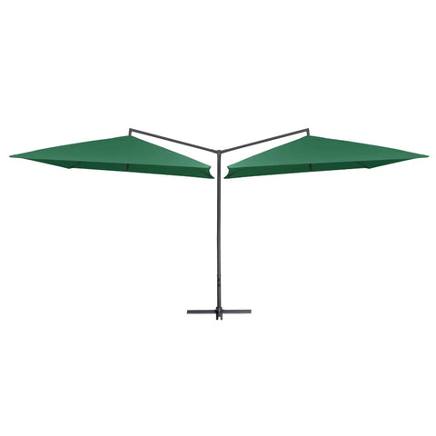ZNTS Double Parasol with Steel Pole 250x250 cm Green 47320