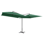 ZNTS Double Parasol with Steel Pole 250x250 cm Green 47320