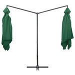 ZNTS Double Parasol with Steel Pole 250x250 cm Green 47320