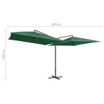 ZNTS Double Parasol with Steel Pole 250x250 cm Green 47320