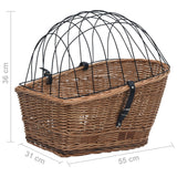 ZNTS Bike Rear Basket with Cover 55x31x36 cm Natural Willow 170903