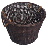 ZNTS 3 Piece Stackable Firewood Basket Set Dark Brown Willow 286986