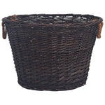 ZNTS 3 Piece Stackable Firewood Basket Set Dark Brown Willow 286986