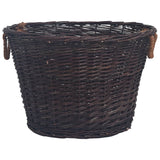 ZNTS 3 Piece Stackable Firewood Basket Set Dark Brown Willow 286986