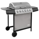 ZNTS Gas BBQ Grill with 6 Burners Black and Silver 48553