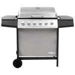 ZNTS Gas BBQ Grill with 6 Burners Black and Silver 48553
