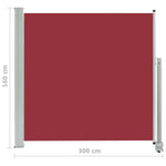 ZNTS Patio Retractable Side Awning 160x300 cm Red 48351
