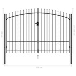 ZNTS Fence Gate Double Door with Spike Top Steel 3x2 m Black 145738