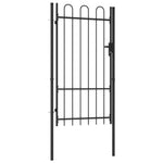 ZNTS Fence Gate Single Door with Arched Top Steel 1x1.75 m Black 145743
