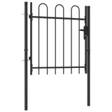 ZNTS Fence Gate Single Door with Arched Top Steel 1x1 m Black 146029