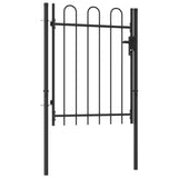 ZNTS Fence Gate Single Door with Arched Top Steel 1x1.2 m Black 146030
