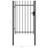 ZNTS Fence Gate Single Door with Spike Top Steel 1x1.5 m Black 146034