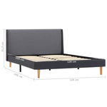 ZNTS Bed Frame Grey Fabric 120 x 200 cm 286693