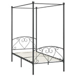 ZNTS 284440 Canopy Bed Frame without Mattress Grey Metal 90x200 cm