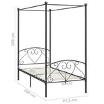 ZNTS 284440 Canopy Bed Frame without Mattress Grey Metal 90x200 cm