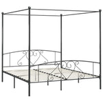 ZNTS 284445 Canopy Bed Frame without Mattress Grey Metal 180x200 cm Super King