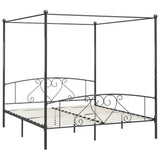 ZNTS 284445 Canopy Bed Frame without Mattress Grey Metal 180x200 cm Super King
