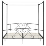 ZNTS 284445 Canopy Bed Frame without Mattress Grey Metal 180x200 cm Super King