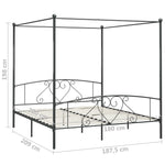 ZNTS 284445 Canopy Bed Frame without Mattress Grey Metal 180x200 cm Super King