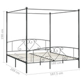 ZNTS 284445 Canopy Bed Frame without Mattress Grey Metal 180x200 cm Super King