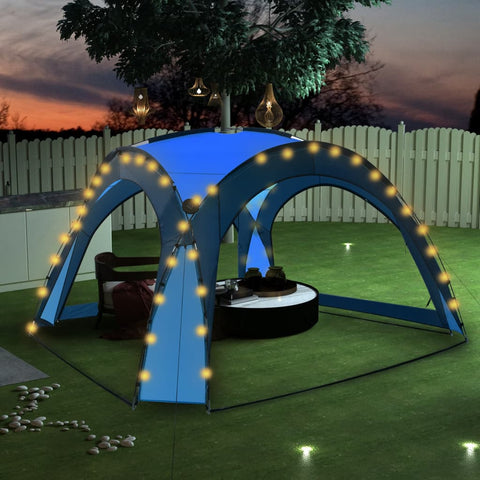 ZNTS Party Tent with LED and 4 Sidewalls 3.6x3.6x2.3 m Blue 92236