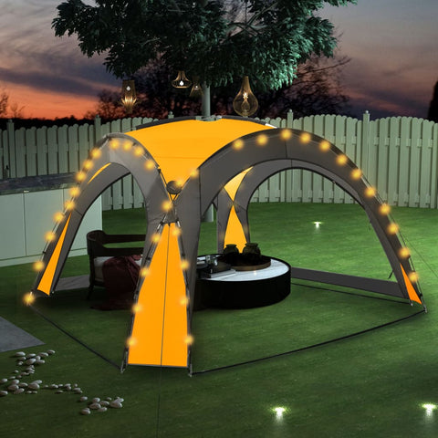 ZNTS Party Tent with LED and 4 Sidewalls 3.6x3.6x2.3 m Yellow 92238
