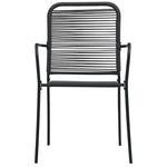 ZNTS Garden Chairs 2 pcs Cotton Rope and Steel Black 48568