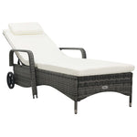 ZNTS Sun Lounger with Wheels Poly Rattan Grey 48197