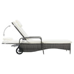 ZNTS Sun Lounger with Wheels Poly Rattan Grey 48197