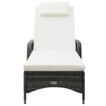 ZNTS Sun Lounger with Wheels Poly Rattan Grey 48197