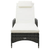 ZNTS Sun Lounger with Wheels Poly Rattan Grey 48197