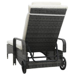ZNTS Sun Lounger with Wheels Poly Rattan Grey 48197