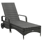 ZNTS Sun Lounger with Wheels Poly Rattan Grey 48197