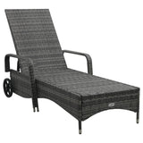 ZNTS Sun Lounger with Wheels Poly Rattan Grey 48197