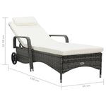 ZNTS Sun Lounger with Wheels Poly Rattan Grey 48197