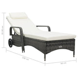 ZNTS Sun Lounger with Wheels Poly Rattan Grey 48197