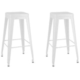 ZNTS Bar Stools Stackable 2 pcs White Metal 248148