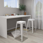 ZNTS Bar Stools Stackable 2 pcs White Metal 248148