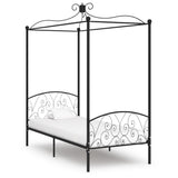 ZNTS 284474 Canopy Bed Frame without Mattress Black Metal 90x200 cm
