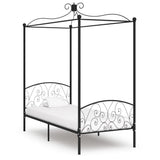 ZNTS 284475 Canopy Bed Frame without Mattress Black Metal 100x200 cm