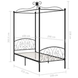 ZNTS 284475 Canopy Bed Frame without Mattress Black Metal 100x200 cm