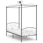 ZNTS 284481 Canopy Bed Frame without Mattress Grey Metal 100x200 cm